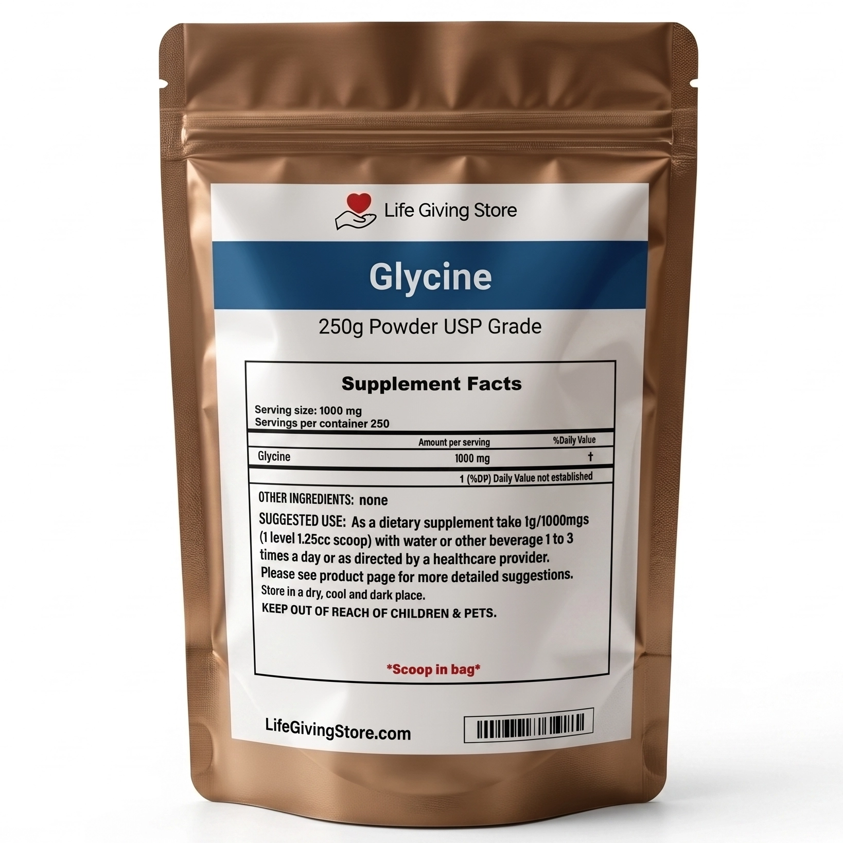 glycine 250g powder supplement USP grade