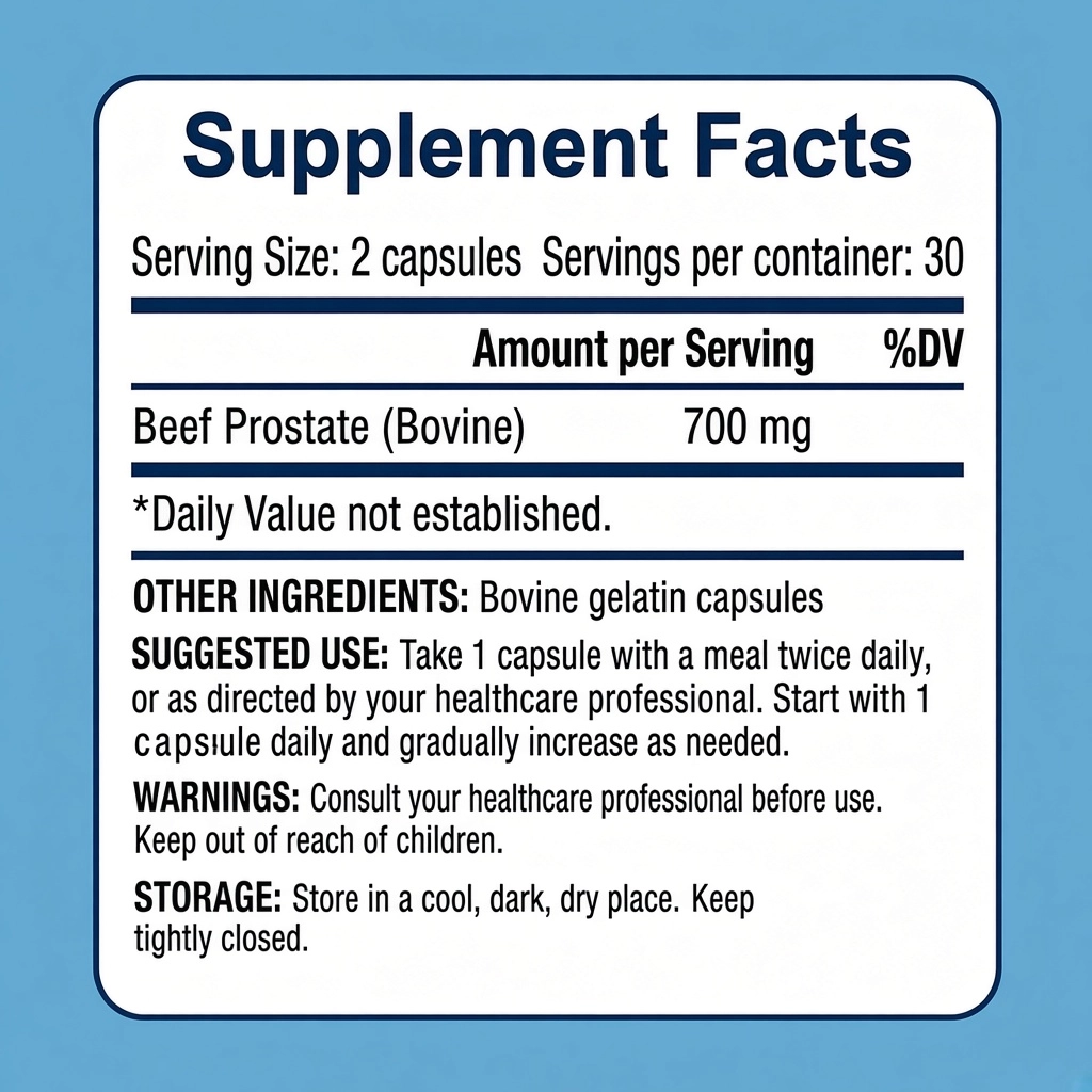 Grass fed beef prostate capsules supplement facts