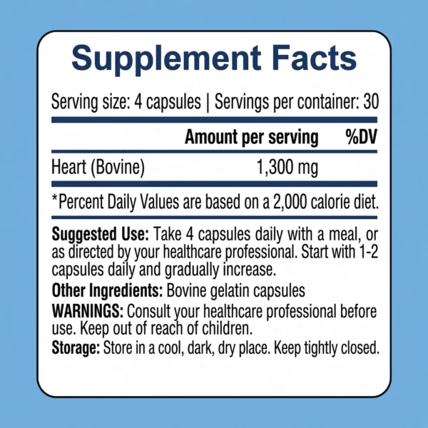 Grass fed beef heart capsules supplement facts