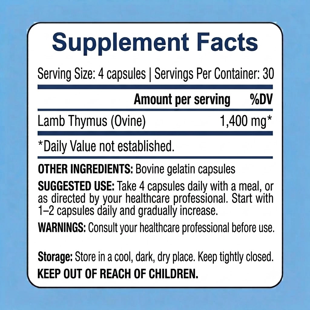 Thymus lamb capsules supplement facts