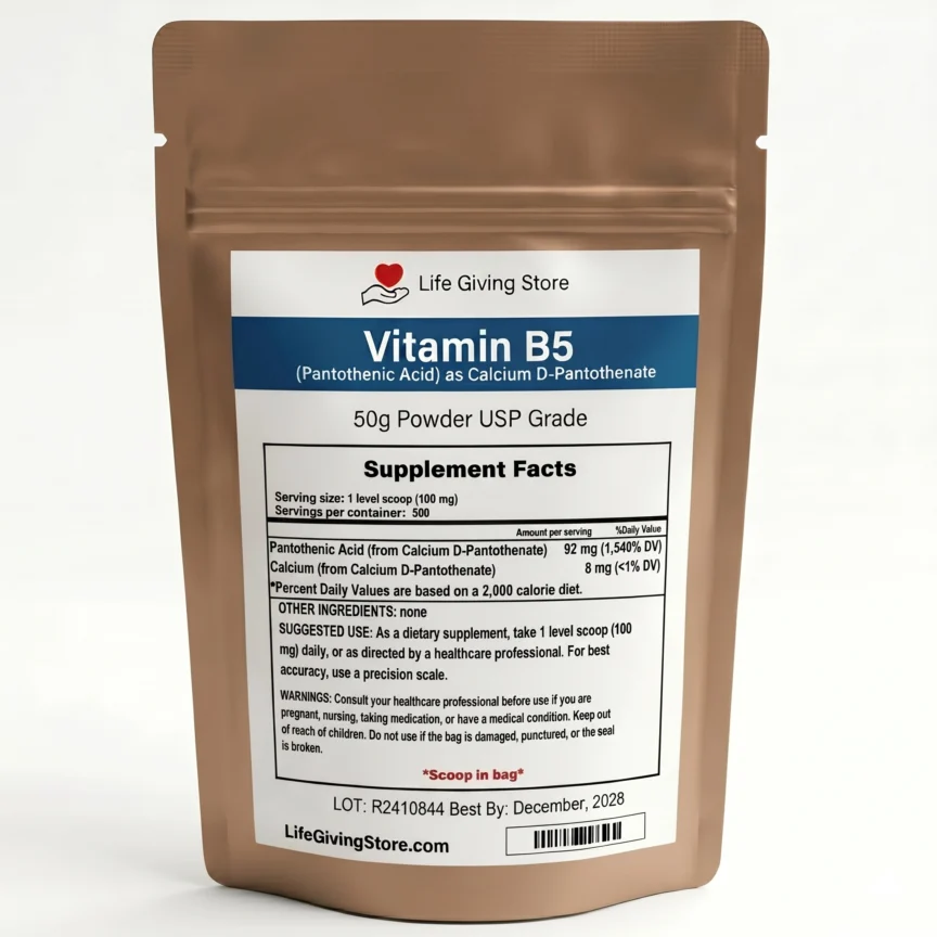 Vitamin B5 (Pantothenic Acid) Powder as Calcium D-Pantothenate – USP Grade