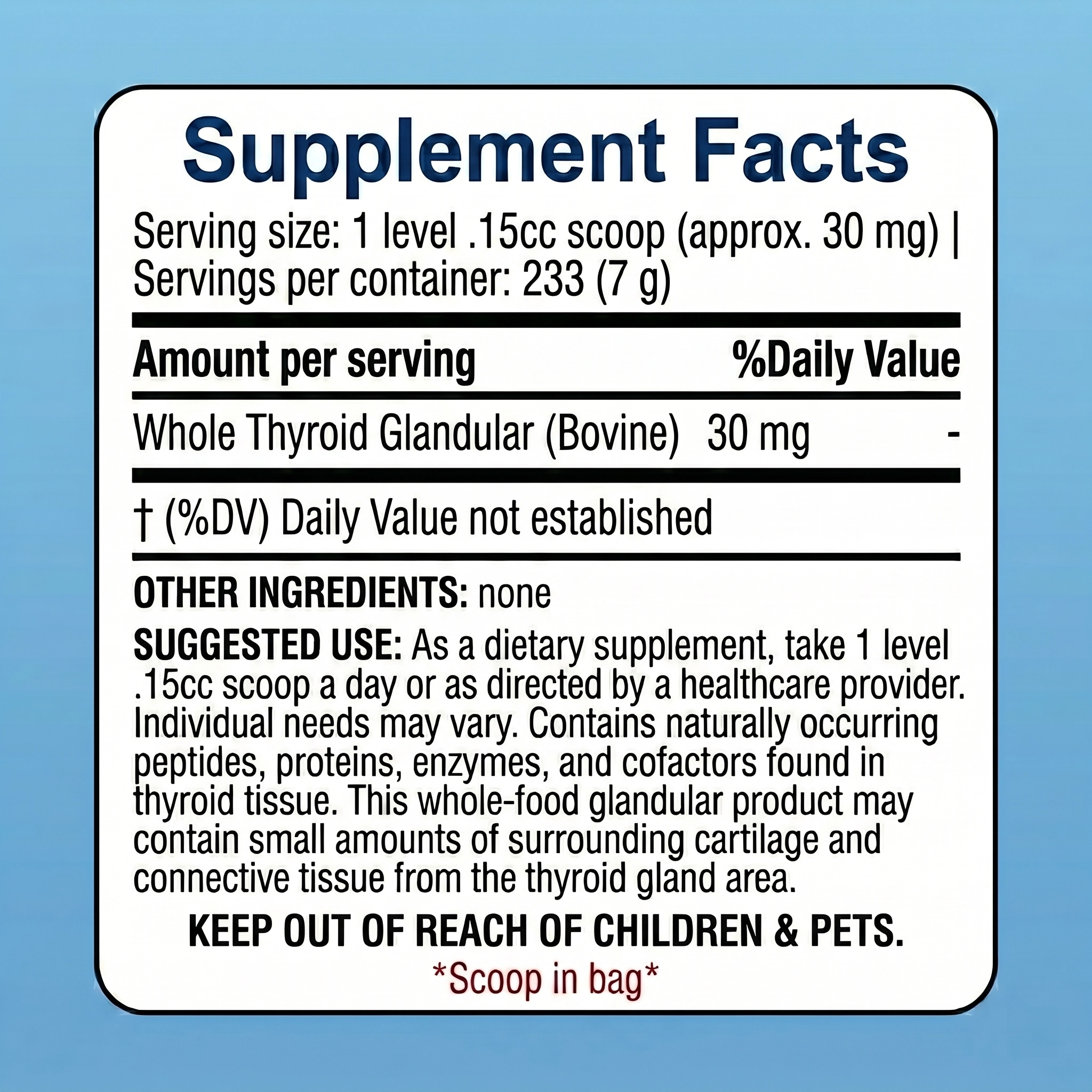 natural dessicated thyroid ndt supplement powder supplement facts