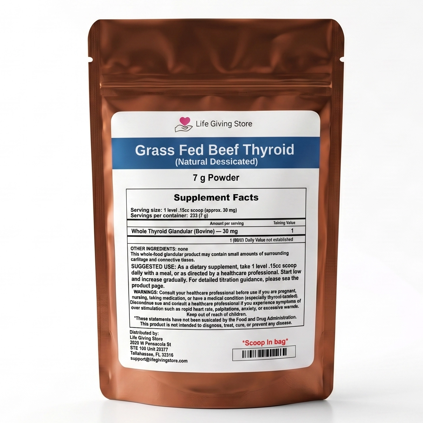 Updated natural dessicated thyroid ndt supplement powder