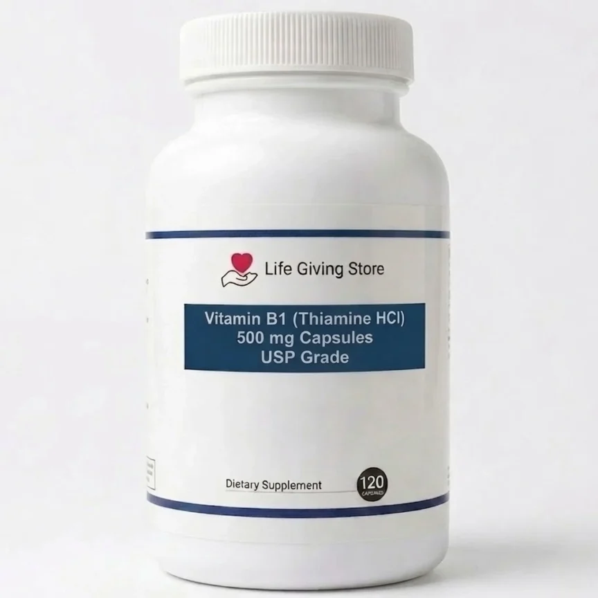 Vitamin B1 (Thiamine HCl) 500mg Capsules – USP Grade