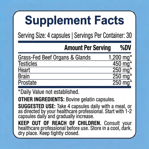 MEN male vitality organ complex capsules SUPPLEMENT FACTS