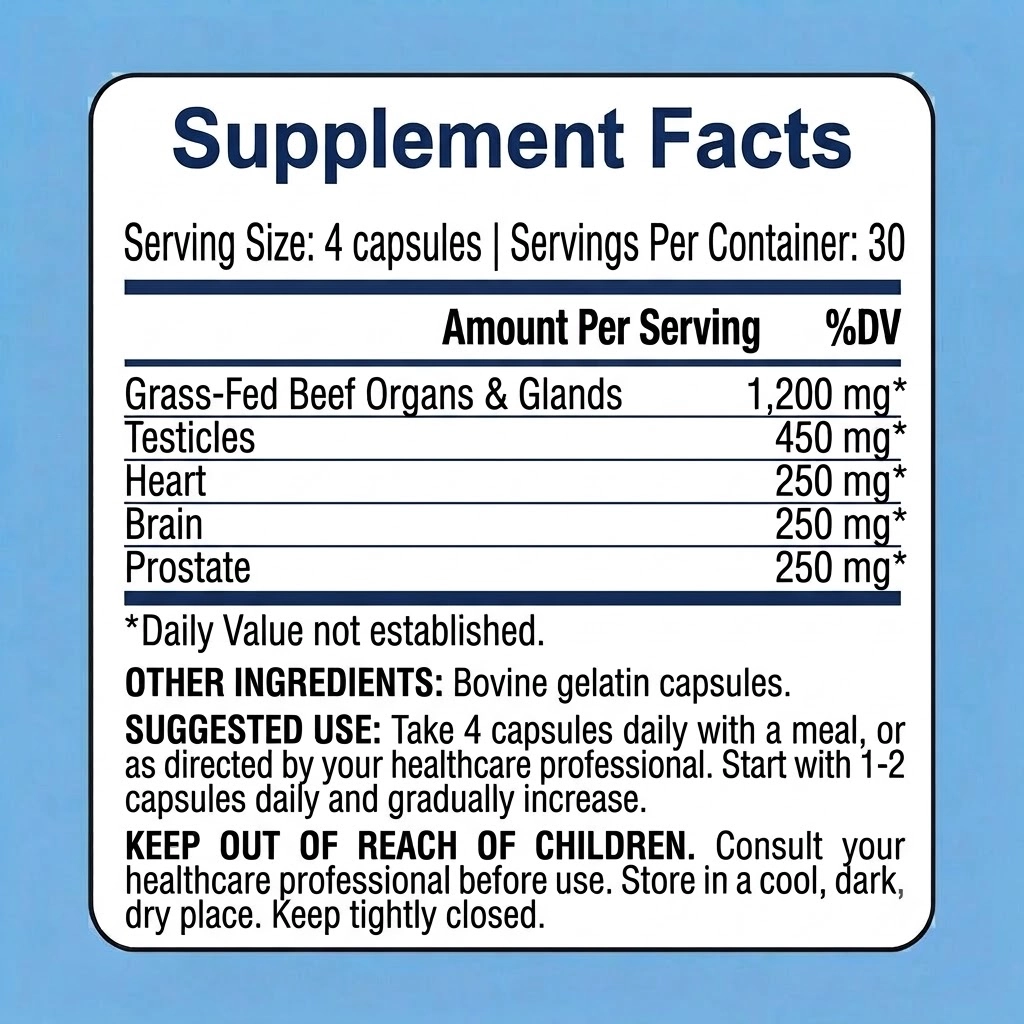 MEN male vitality organ complex capsules SUPPLEMENT FACTS