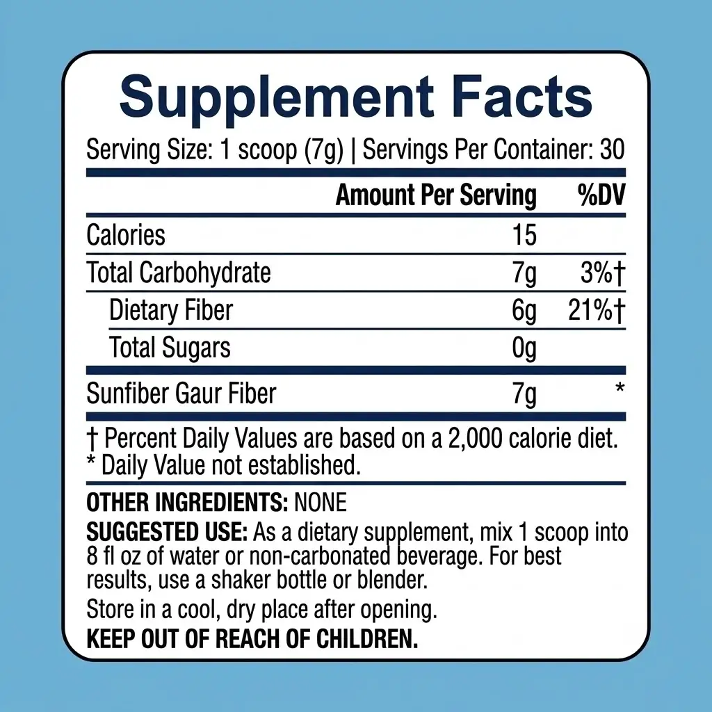 sunfiber organic 30 day supplement supplement facts