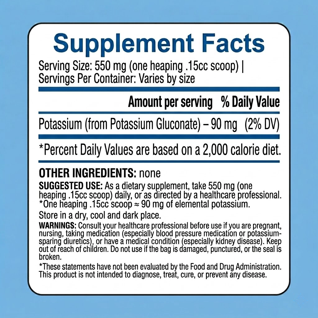 potassium gluconate powder supplement facts