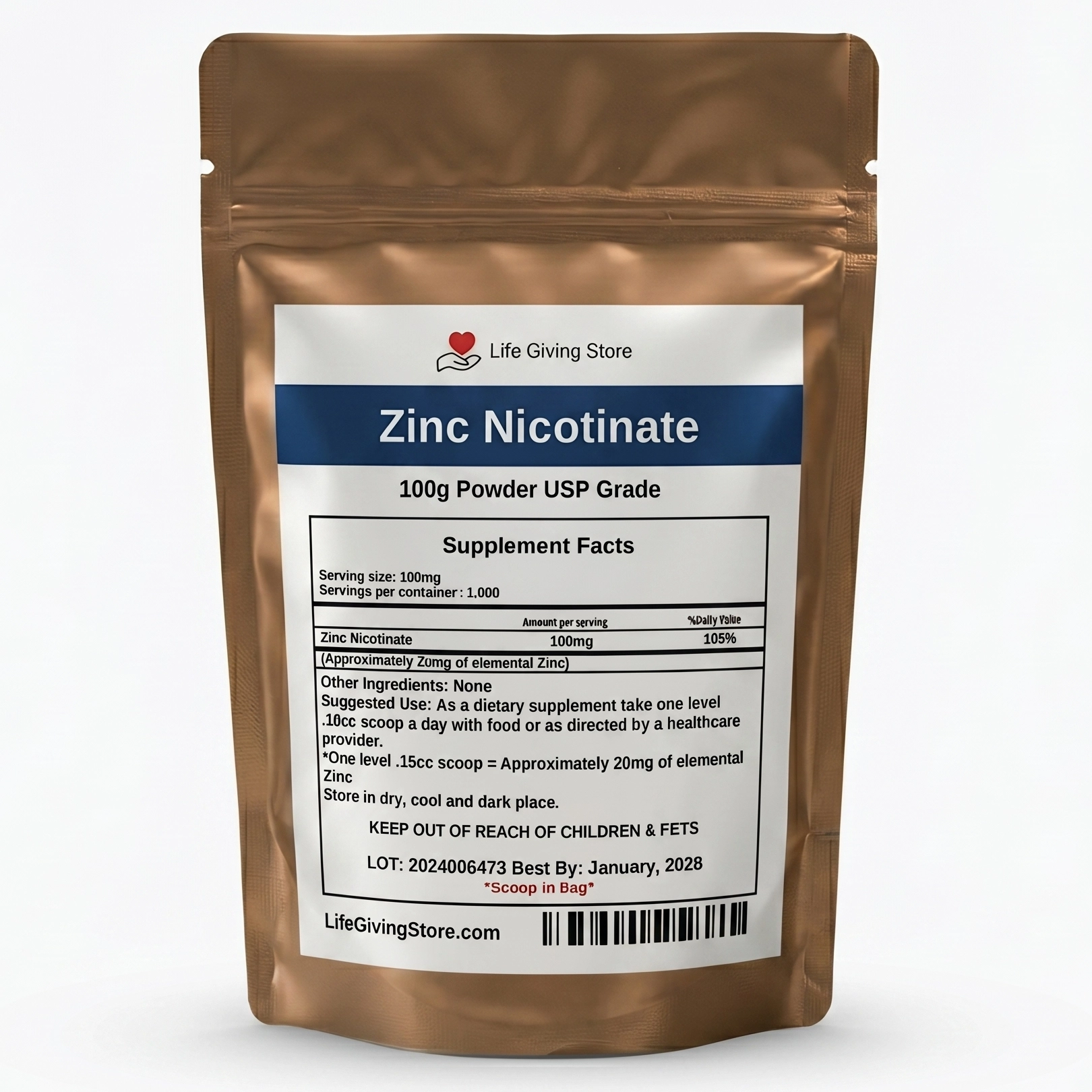zinc nicotinate 100mg powder