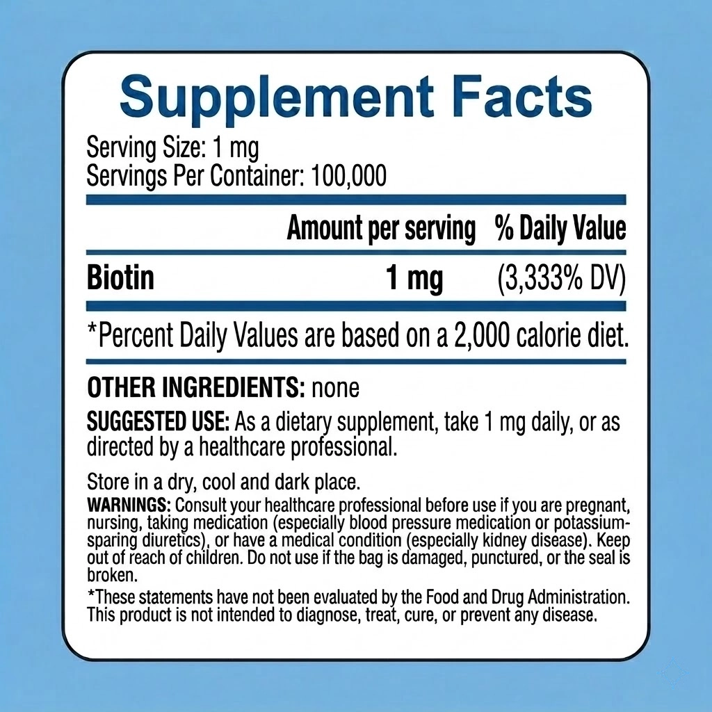 Vitamin B7 Biotin powder supplement facts