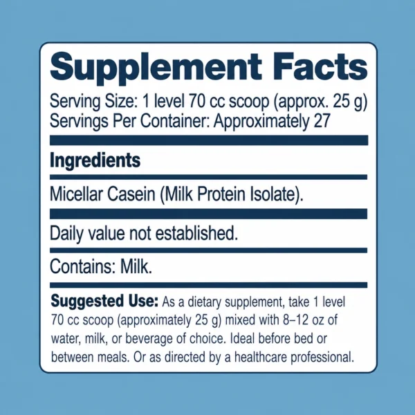 Pure USA Micellar Casein Powder Supplement Facts