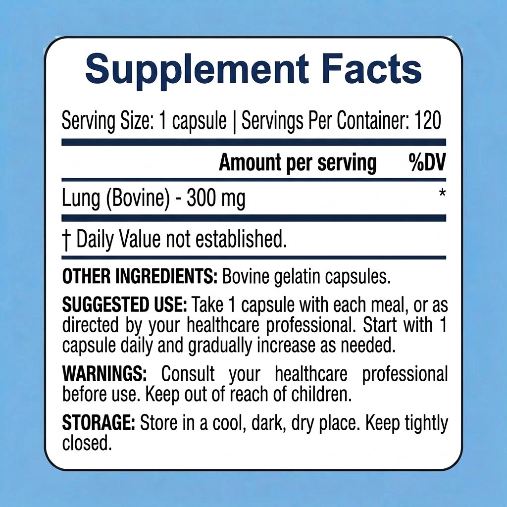 grass fed beef lung capsules supplement facts