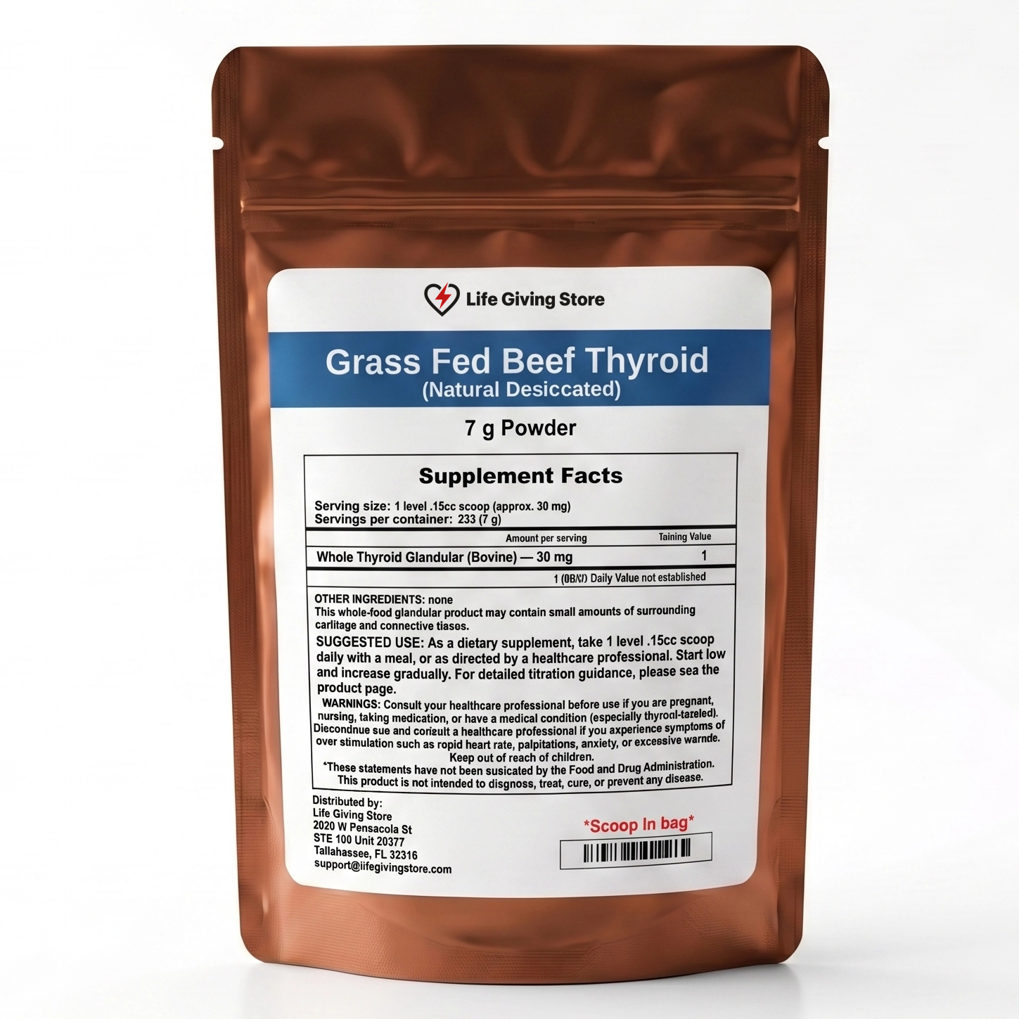Updated natural dessicated thyroid ndt supplement powder