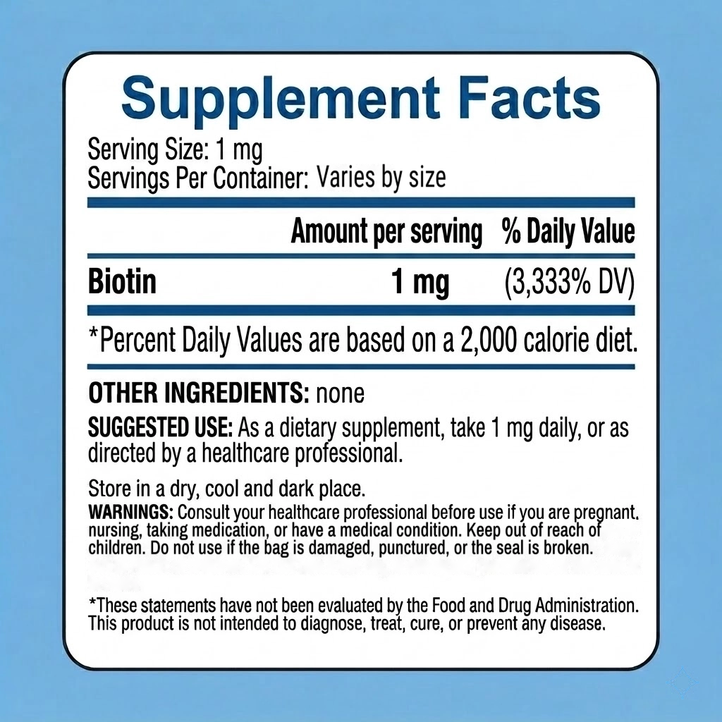 Vitamin B7 Biotin powder supplement facts